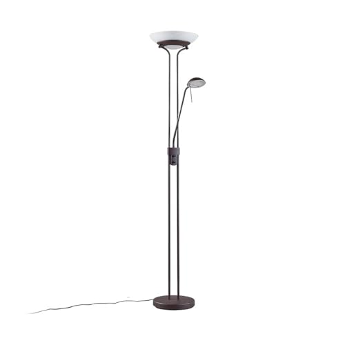 Lindby LED Stehlampe, Deckenfluter dimmbar verstellbarer Lesearm Standleuchte Metall rostfarben Standlamp