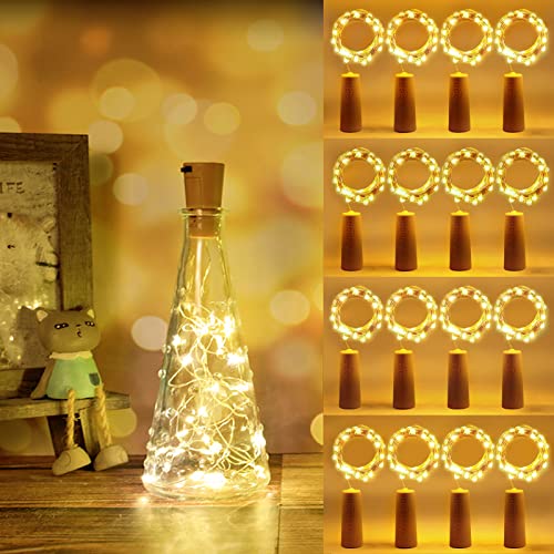 12 Stück LED Flaschenlicht, 2 m 20 LEDs Glas Korken Lichterkette