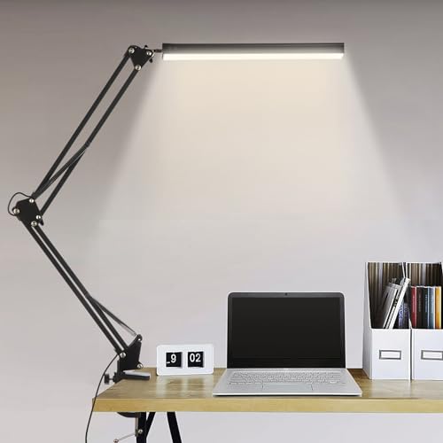 BIENSER Schreibtisch Lamp, Schreibtischlampe LED Klemmbar, 1100LM Schwenkarm Architektenlampe, Büro Tisch