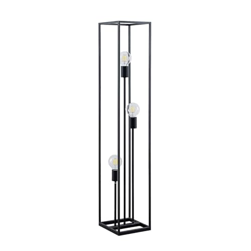 Lindby Stehlampe Wohnzimmer, Stehleuchte schwarz Metall Ecklampe 3x E27 Leuchtmittel Leselampe Standleuch