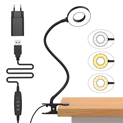 iZELL 23 LED Leselampe Bett Dimmbar -【3 Modi & 10 Helligkeitsstufen】 Augenschutz Klemmlampe mit 40cm Flex