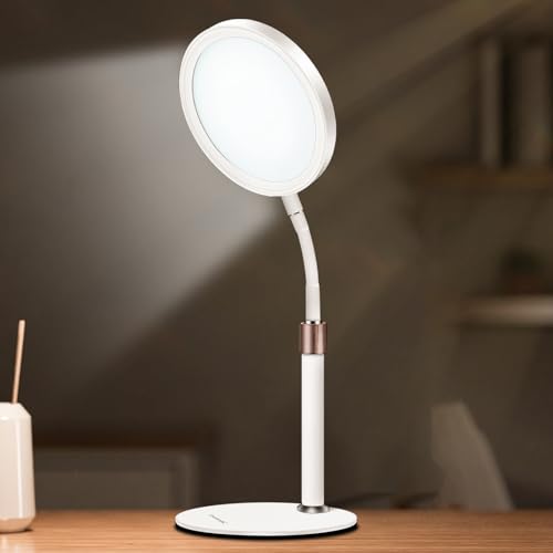 Trayvespace Tageslichtlampe 10000 Lux, 12W LED Tageslichtlampe Schreibtisch, UV-frei, 3 Farbtemperaturen,