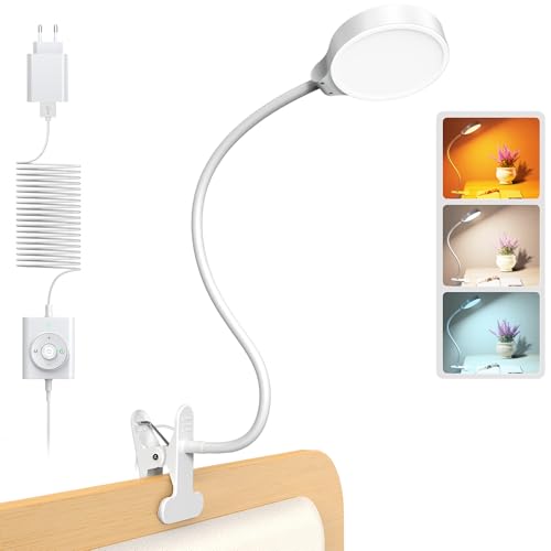 Glocusent 5W Leselampe Bett, 36 LED Klemmlampe Bett, augenschonende Klemmleuchte, 3 Farb- und 5 Helligkei