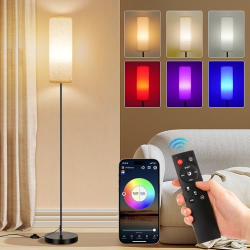 FRIDEKO HOME Stehlampe mit schwarzem Sockel, RGB-Leuchtmittel und Fernbedienung