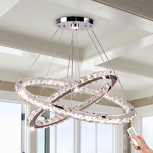 Ovale 2-Ring Kristall LED Pendelleuchte 56/32 cm, 55W, dimmbar