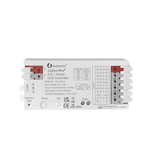 ZigBee 3.0 LED Controller 5-in-1 (Pro+), 12 bis 24 V DC, 20 A gesamt