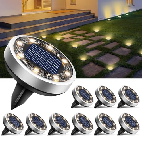 btfarm Solar-Bodenleuchten 10er-Set, 600-mAh-Akku, IP65