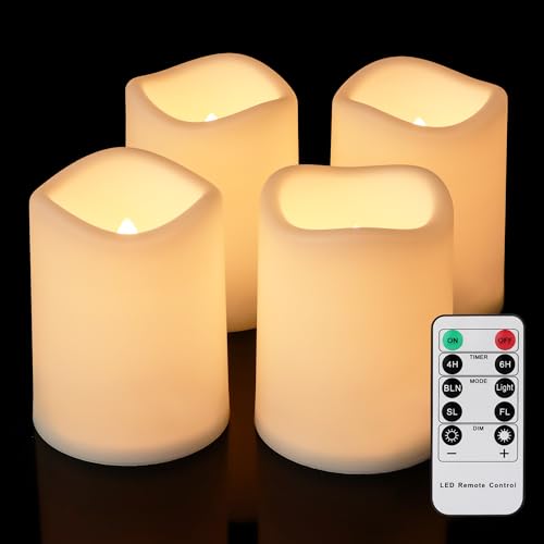 4er LED Kerzen Outdoor mit Fernbedienung und Timer, dimmbar