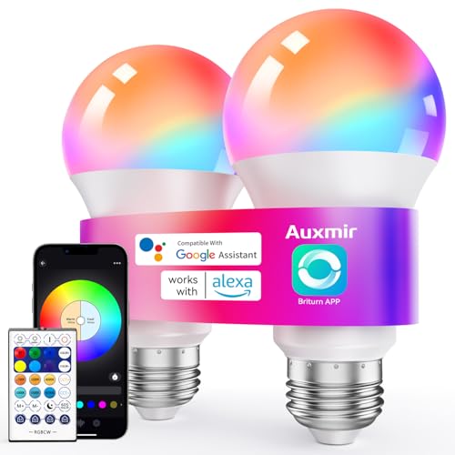 Auxmir smarte E27-Glühbirnen im Doppelpack mit 16 Millionen Farben und Musiksync