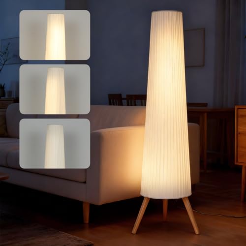 HOMCOM LED Stehlampe Dreibein B31-613V90WT, 153 cm, dimmbar mit Fußschalter