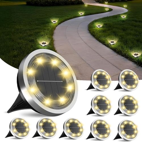 FLOWood Solar-Bodenleuchten 10er-Set, 8 LEDs, IP65