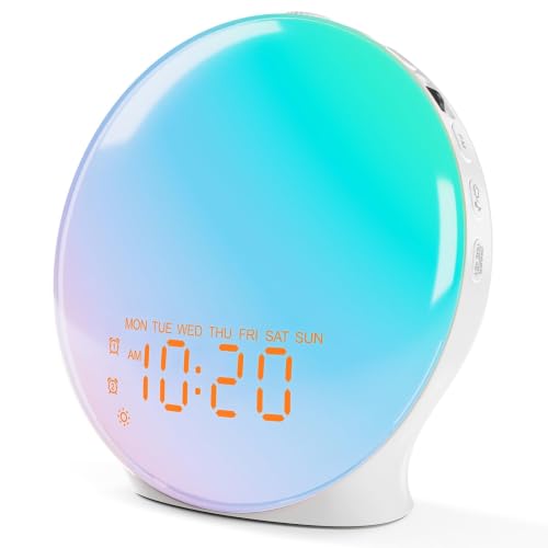 JALL Vollbild Wake Up Light, Lichtwecker mit Sonnenaufgang und FM-Radio